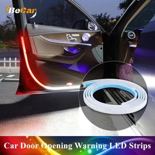 1/2/4 Pcs 48" Universal Car Door Opening Warning LED Lights Strips Welcome Decor Lamp Strip Anti Rear-end Collision Safety Light