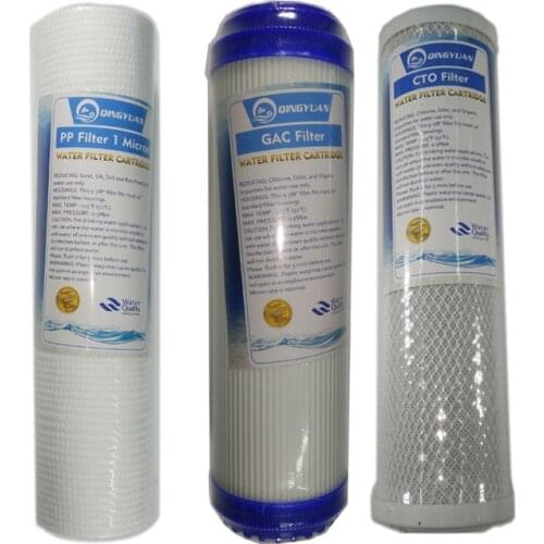 5 MICRON PP Cotton Filter+Granular Activated Carbon Filter+ CTO Compressed Carbon WATER FILTER FOR 5 STAGE REVERSE OSMOSIS