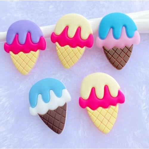 10/20pcs Cute little ice cream PVC flexible glue Flat back DIY Scrapbook Embellishment Phone Craft Decoration E23