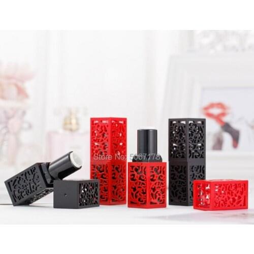 10/30/50pcs Empty Cosmetic Containers Lipstick Tube In Black/Red Square Lip Balm Tubes DIY 12.1mm Lip Rouge Refillable Bottle