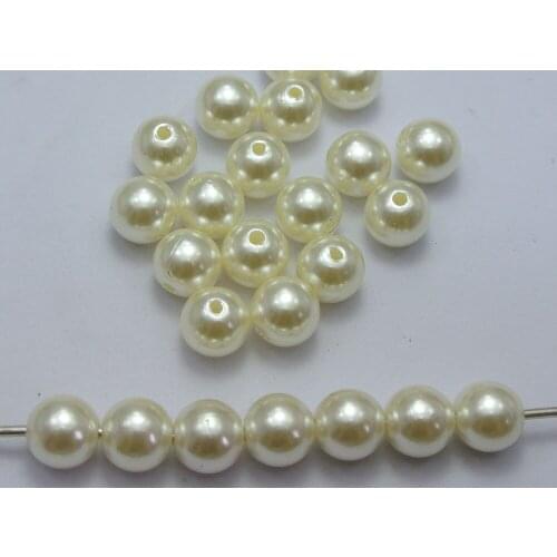 100 Pcs 10mm Plastic Faux Pearl Round Beads Ivory Imitation Pearlrl