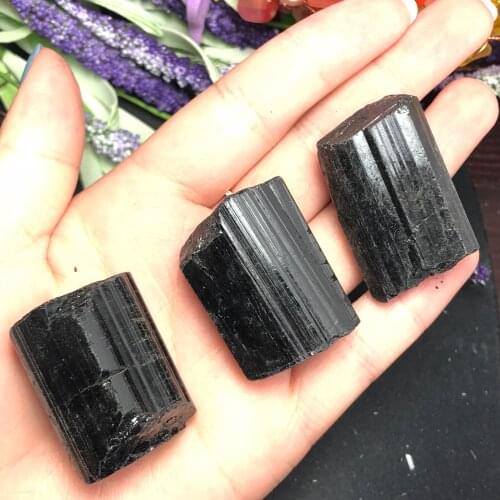 3pcs Natural Black Tourmaline Crystal Rough Stone Specimen Crystal Rock Stones Rare Gemstone Original Mineral