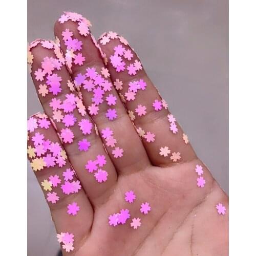 5mm Kawaii Pastel Pink White Gold Silver Iridescent Sakura Cherry Blossom Glitter Resin Supplies Nail Art Decoden Slime