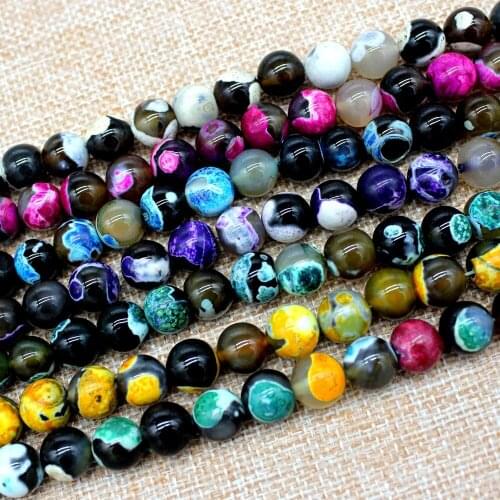 6mmDouble Color Fire agates Round Beads 15"10Colors,For DIYJewelry making