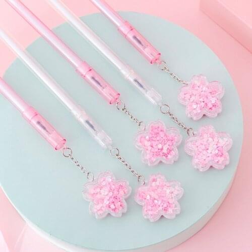 60pcs Per Set Cherry Blossom Pendant Gel Pen Pendant Cute Pen Student Signature Pen Wholesale Cute Stationery