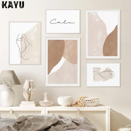 Abstract Boho Beige Terracotta Geometric Line Canvas Painting Wall Art Picture Poster Print Living Room Interior Home Decoration