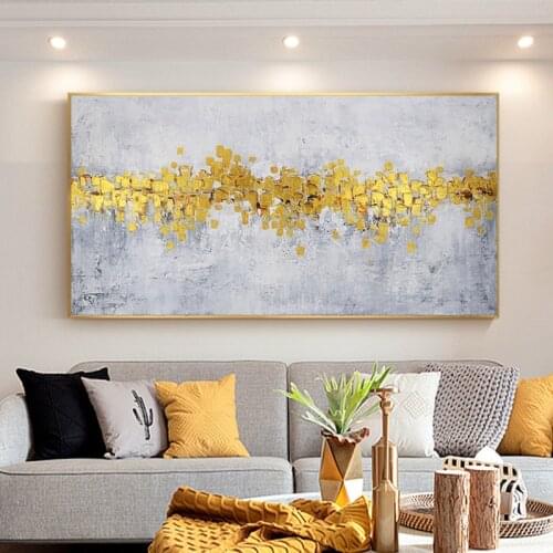 Abstract canvas art decorative painting hand painted oil painting for living room wall Customized golden painting large home