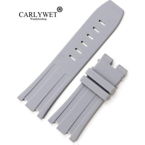 CARLYWET 28mm Grey Waterproof Silicone Rubber Replacement Wrist Watch Band Strap Belt For Audemars Piguet ROYAL OAK OFFSHORE