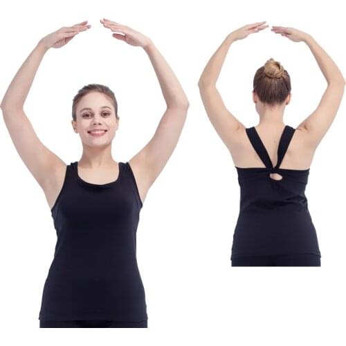 Black and More Colors Cotton/Lycra T Back Dancing Tops for Ladies and Girls Dance School Uniforms