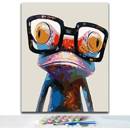 DIY Coloring paints by numbers cool frog colorful animals pictures paintings with kits diy frame 40x50 for kids