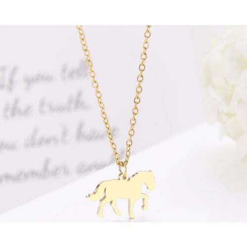 DOTIFI Stainless Steel Running Horse Lovers Gift Pendant Necklace Gold and Silver Color For Women Jewelry Necklace