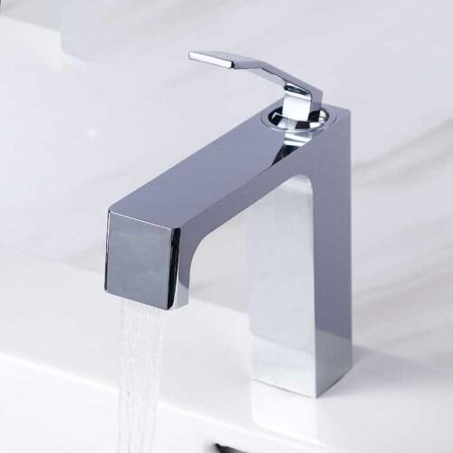 Chrome basin sink bathroom faucet for home use wiht hot and cold mixer tap