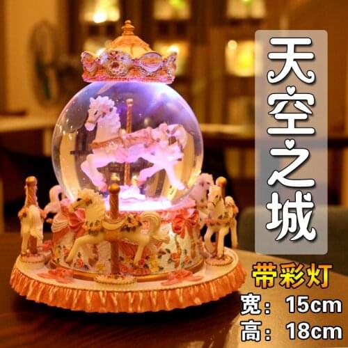 Crystal ball carousel music box to send girls to girlfriend wife creative Valentines day and the birthday gift