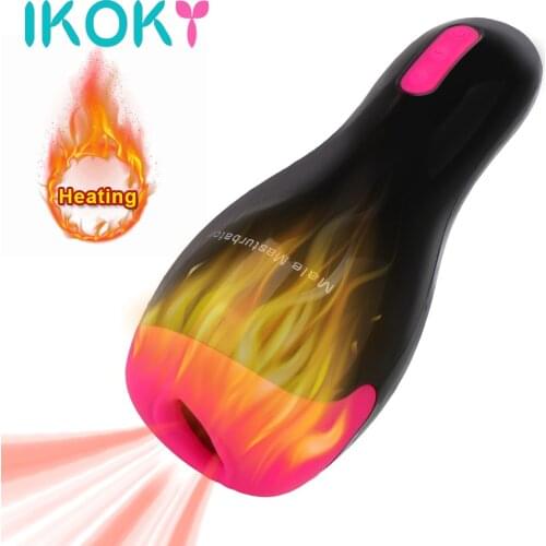 IKOKY Male Masturbation Cup Automatic Heating 12 Frequency Blowjob Masturbator Sex Toy for Men Voice Sex Cup Sucking Vibrator