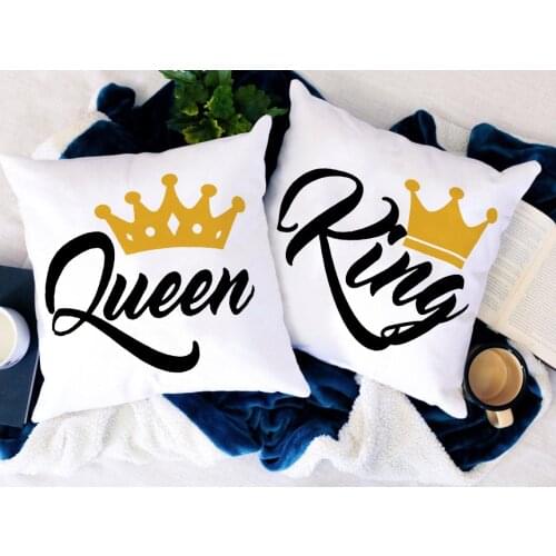 Engagement king &Queen pillow Personalized couple love pillowcase Decorative Cushion For Sofa Couple bedroom decor pillowcase