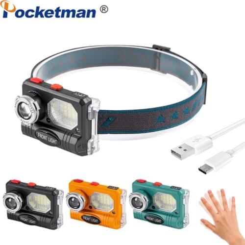 Induction Led Headlmap USB Rechargeable Strong Headlight with Built-in Battery 3 Colors Optional with Power Display Head Lamp