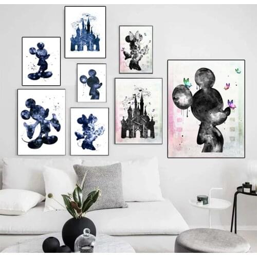 Disney Castle Banksy Mickey Minnie Mouse Canvas Painting Prints Posters Wall Graffiti Art Picture for Living Room Decor Cuadros