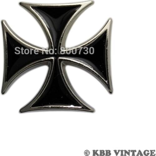 KB605) 10pc Maltese Cross button Screwback button Leathercraft Black