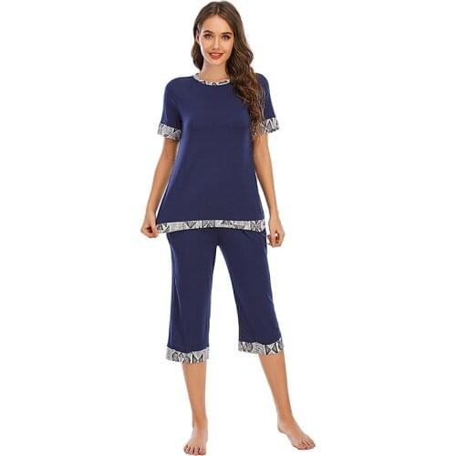 Two-Piece Suit Women Clothes Loose Summer Pajamas Sleepwear Fashion Solid Casual Top Shorts sleepwear women set