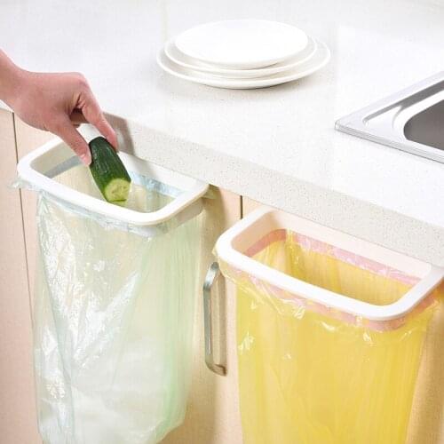 Kitchen Cabinet Door Garbage Bag Storage Rack Kitchen Hanging Trash Can Door Back Double Hook Plastic Bag Hanger Bracket