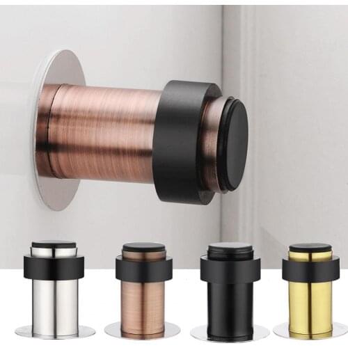 60mm Door Stopper Adhesive Wall Protection Stainless Steel Punch-free Round Doorstop Buffer Wall-Mounted Bumper for Toilet