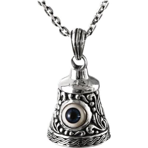 BOCAI 2021 New Real Pure s925 Silver Retro Exquisite Eye Bell Personality Fashion Trend Mens and Womens Pendants
