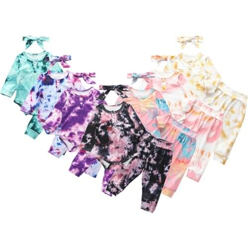 Autumn Spring Baby Boy Girls Clothes Set Gradient Printing Newborn Infant Baby Long Sleeve Button O-neck Top Romper 0-24 Months