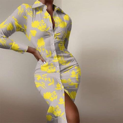 Hirigin Autumn Stripe Print Shirt Dress Sexy Women Turn-down Collar Bodycon Dress Elegant Button Slim Lady Party Dress Vestidos