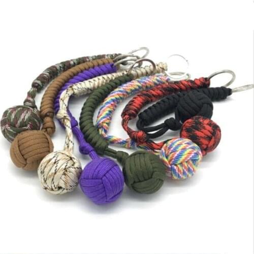 Outdoor Camping Parachute Cord Steel ball Survival Tool Girl Self Protection Emergency Paracord key Chain Multifunctional Rope
