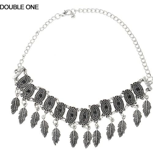 2017 Fashion Bohemian Leaves TasselsCollares Choker Necklace Women Statement Ethnic Vintage Boho Necklace Jewelry