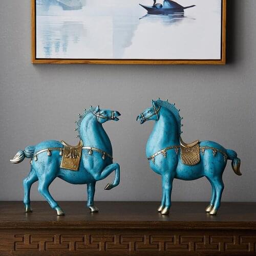 Retro Chinese Style Horse Sculpture Creative Resin Animal Model Modern Home Decoration Accessories Office Desk Decoration Gifts