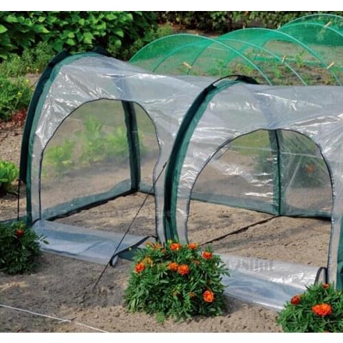 2m PE Garden Greenhouse Heat Preservation Tunnel Tent Movable Plant Rainproof and Breathable Transparent Green House Outdoor