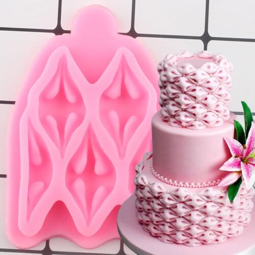 Fabric Puff Cake Border Silicone Molds DIY Cupcake Topper Fondant Cake Decorating Tools Candy Clay Chocolate Gumpaste Mould