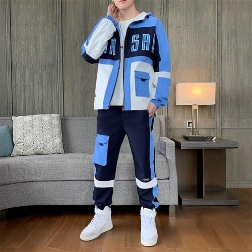Mens Streetwear Tracksuit Two Piece Set Sweatsuit Autumn Leisure Suit zipperJackets And Hip Hop Harlan Pants Sportswear Suits