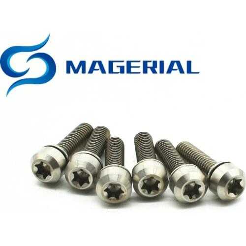Ti Bolt M4 10 12 16 20mm w/Captive Washer Titanium bolts Gold rainbow color Coned Torx Head Riding Conversion Screw 6 pcs