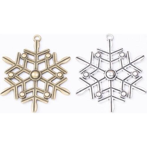20pcs 58*47MM Antique Silver color big snowflake charms vintage bronze pendant for necklace bracelet earring diy jewelry making