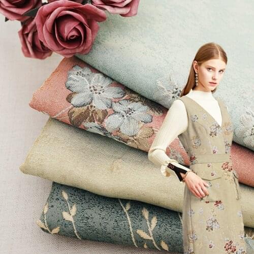 Retro jacquard dress fabric thickness 0.62mm width 145cm sewing fabric for womens coat dress and skirt DIY sewing materials