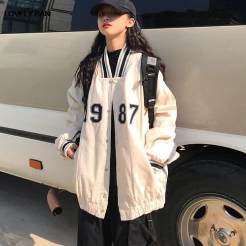 Patchwork Print Baseball Uniform Jacket Women Retro Korean Single-breasted Cardigan Female Student 2021 Autumn Girls Jackets
