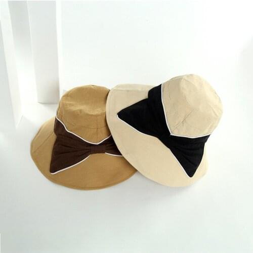 2020 New Design Celebrity style fisherman hat woman Korean version joker couple bow sun shade cotton hats summer cute hat tender