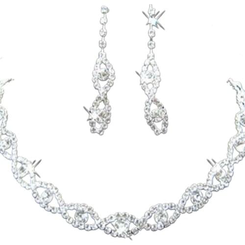 Women African Jewelry Sets Rhinestone Twisted Necklace Dangle Earrings Bridal Wedding Jewelry Set bisuteria бижутерия комплекты