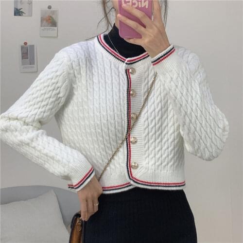 Woman Sweaters Cardigan Autumn Winter Twist Knitted Cardigan Top With Skirt Sweater Coat Sueters De Mujer