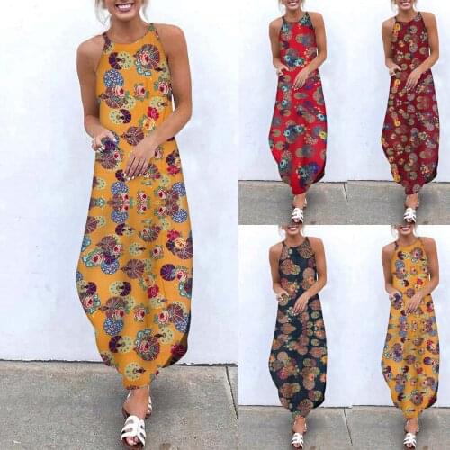 Sleeveless womens dress Dragonfly butterfly print round neck ethnic style cotton hemp large size skirt 2021 summer new skirt