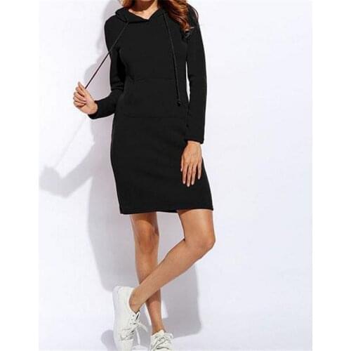 Funny Print Women Hoodies Sweatshirts Long Sleeve Dress Vestidos Winter Woman Clothing Hooded Drawstring Pocket Pullover Dresses