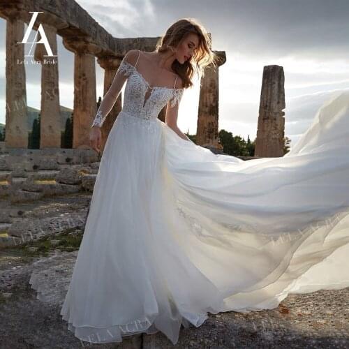 LelaAcra Vintage Wedding Dress 2022 Spaghetti Straps A-Line Plus Size Beach Princess Bride Gowns NE23 Vestido de Noiva