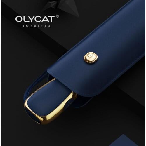 Flat 3 fold Ultra Light Sunscreen Black Coating UV Rainy And Sunny Umbrella Automatic Portable Umbrella Female