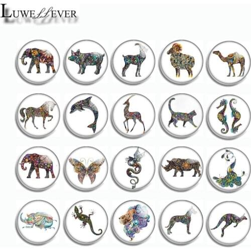12mm 10mm 16mm 20mm 25mm 30mm 568 Cool Animal Mix Round Glass Cabochon Jewelry Finding 18mm Snap Button Charm Bracelet