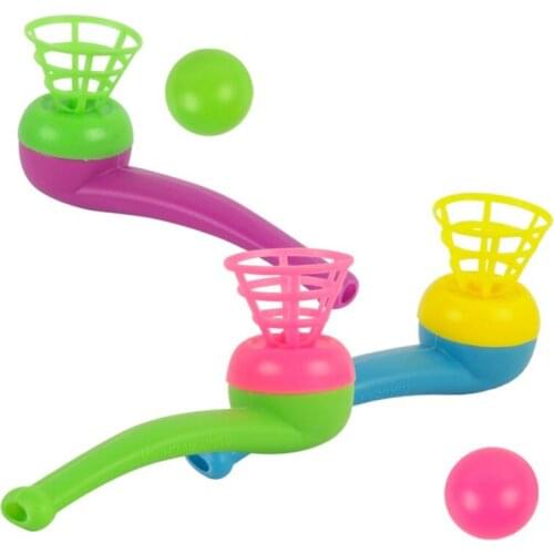 10PCS Children Toys Blow Pipe & Balls Kid Blowing Toys Gift Plastic Pipe Balls Toy Color Random