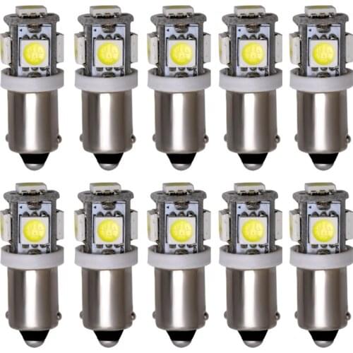10pcs T4W BA9S 5 SMD 5050 Car LED Interior Lamp Side Marker Backup Tail Reading Bulb Door License Plate Light White Blue Yellow