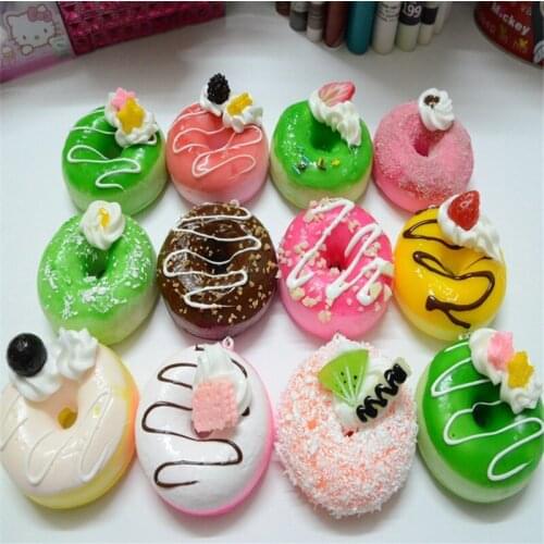 12pcs doughnut cake Squishy Slow Rising Squeeze anti-stress toy Simulation food Decoration pretend play kitchen toys sets