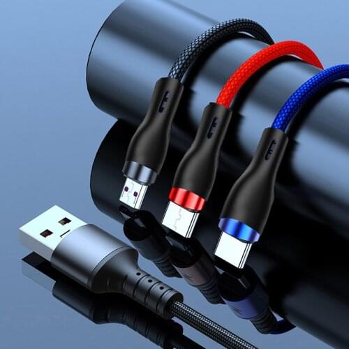 2021 9.8A 3 In 1 Micro USB Type C Charger Cable Multi Usb Port Multiple Usb Charging Cord 1.2/2m Fast Charging Cord USB Cable